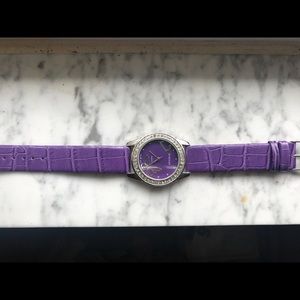 Purple watch with leather band